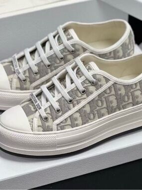 Dior Beige and White Low-Top Sneakers